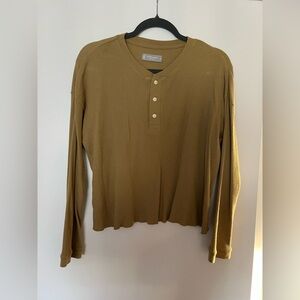 Everlane Waffle Knit Henley Long Sleeve Top